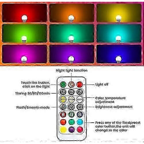 8W Rechargeable Smart RGB Light Bulb with Touch Control 9+3 Color Temperature 2