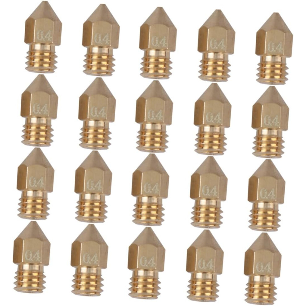 20Pcs Brass Extruder Nozzle Mk8 3D Printer Accessory 1.75Mm 0.4Mm Golden 5455468950131