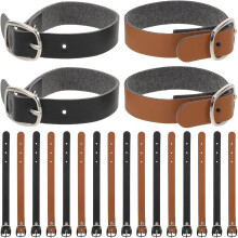 Cinturas de etiqueta de bagagem de couro de 20pcs Pu Set 7 polegadas preto e marrom