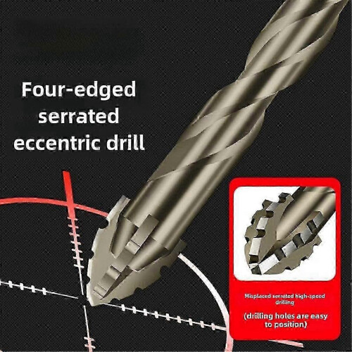 6PCS 4-Flute Sawtooth Eccentric Drill Bit, High Hardness Skewed Eccentric Drill Bits 1