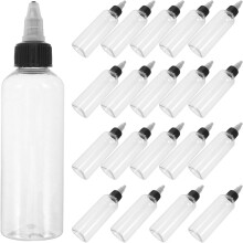 20pcs Portable Plastic Squeeze Dispensing Bottles Twist-cap Lids for Kitchen Oil Mustard Ketchup