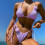 Women's Two Piece Bikini Set 3D Rose Ruched Halter-Pink M 4