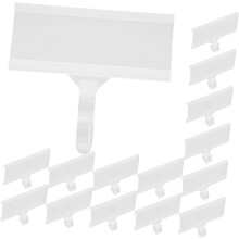 20 unidades de portaetiquetas de precio con clip para estantes de alambre y etiquetas de plástico para estantes.