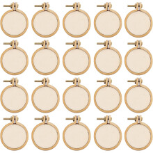 20 conjuntos Mini bordado de madeira aros 2.5Cm para cruz costura DIY pingente jóias