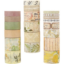 20 Rollen Vintage Washi-Papierklebeband-Set, selbstklebende, dekorative Scrapbooking-Klebebänder für DIY-Bastelarbeiten
