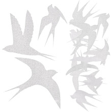 20 feuilles d'autocollants pour fenêtres en PVC amovibles en forme d'oiseau argenté, sans colle.