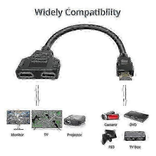 HDMI Splitter 1 in 2 Out Adapter Cable for HDMI Signal Split Duplication 1