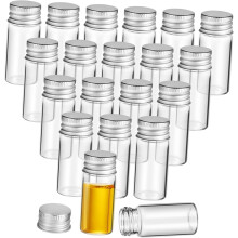 20 Mini-Glasflaschendeckel (10 ml) mit Aluminiumkappe, leere Aufbewahrungsbehälter für Reisen und Bastelarbeiten