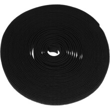 Svart elastiskt nylonband med kardborreband, kraftig stretch 2,5 cm brett syband
