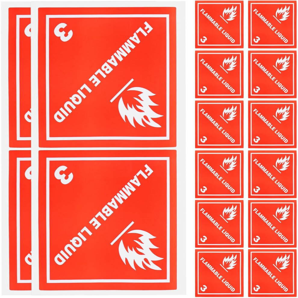 20Pcs Self-Adhesive Flammable Liquid Warning Labels English White Text 5455468298400