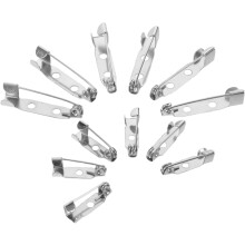 200 pezzi di chiusure di sicurezza per spille in metallo argentato, basi piccole da 15 mm e 25 mm