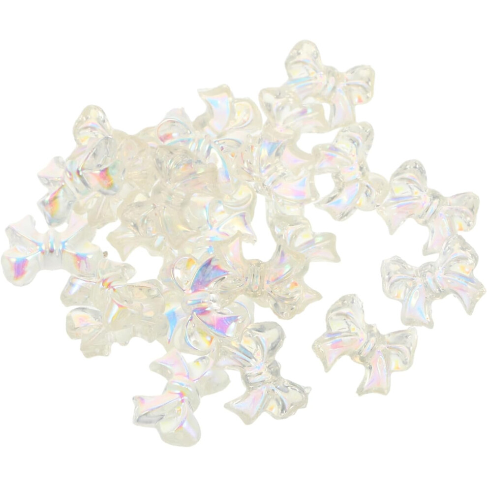 Hkhbjs 200Pcs Cute Nail Art Bows Charms Iridescent Bowknot Resin Bow Nail Art Jewelry