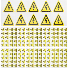 Yellow Triangular Caution Warning Labels Self Adhesive Waterproof Electrical Hazard Stickers