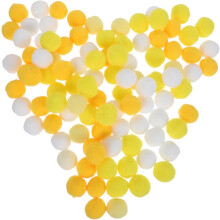 200 db sárga mini pompon, 2,5 cm-es kis poliészter kézműves golyók, barkácsoláshoz, kézműves alkotásokhoz