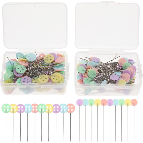 200PCS Flat Head Pins and Practical Buckle Pins for Handwork Patchwork and Craft