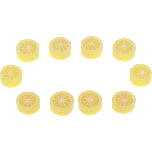200 perles citron pour la création de bijoux et bracelets en pâte polymère.
