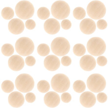 Set mit 200 naturbelassenen, halbkugelförmigen Holzperlen – unbehandelt, 15 mm, 20 mm, 25 mm, 30 mm