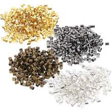 2000pcs 2mm Brass Crimp Tube Beads for Jewelry Making Kit, Metal Spacer Beads Set