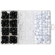 240 Stück 12 mm schwarze und weiße Hohlperlen für Dreadlocks zum Flechten von Haaren, DIY-Perückenringe im Reggae-Stil