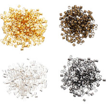 2000Pcs DIY Copper Crimp Beads Tube Spacer Beads Set 1.5Mm for Bracelet and Necklace Making