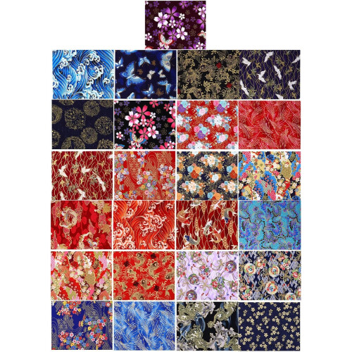 25sheets DIY Bronzing Patchwork Floral Cotton Material Handmade Cloth