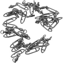 25Pcs preto # 1 conectores giratórios de pesca, rolamentos de aço inoxidável giratórios clipes
