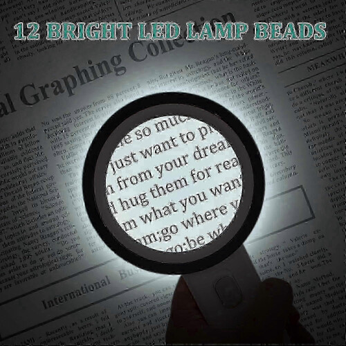 30X Handheld Magnifying Glass with 12 LED Lights, Reading Magnifier 1