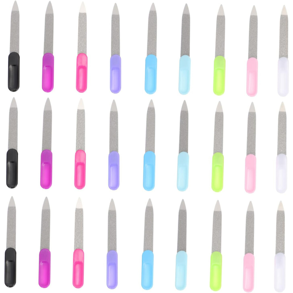 Hkhbjs 27Pcs Stainless Steel Nail Files Manicure Tools Nail Buffer At Home Salon Random Color