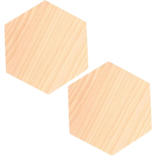 2Pcs Hexagon Unfinished Solid Wood Boards 8Cm X 0.5Cm