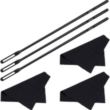 Fluitreinigingsset met slijtvaste plastic staaf en zachte doekjes, een handig en gemakkelijk mee te nemen instrumentreinigingsgereedschap.