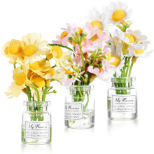 3-teiliges Auto-Zubehörset: Blumen-Armaturenbrettdekorationen aus Glas und Kunststoffvasen
