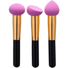3-teiliges professionelles Make-up-Puder-Applikator-Set mit lila Griffen für Foundation, Eyeliner, Rouge und Concealer