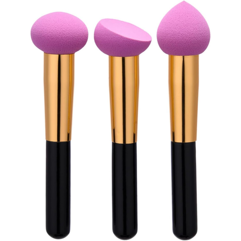 Hkhbjs Purple 3Pcs Professional Makeup Powder Applicator Kit Handles For Foundation Eyeliner Blush Concealer