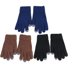 3 Paar Herren-Winterhandschuhe mit Touchscreen, warme Handschuhe aus weichem Acryl für kaltes Wetter, geeignet für Radfahren mit Touchscreen