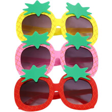 3-teiliges Ananas-Sonnenbrillen-Set, dekorative Cartoon-Strandpartybrillen in Rot, Rosa und Gelb, Foto-Requisiten und Party-Brillen-Accessoires