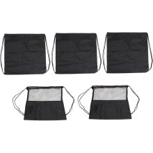 Set van 5 outdoor sporttassen met trekkoord – Zwarte volledig stoffen opbergtas met half mesh voor basketbal, voetbal en andere sporten