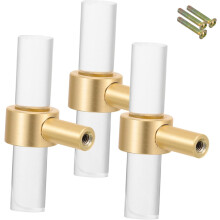 3 Stück Acryl-Kleiderschrankgriffe, goldfarben, einlochig, Schubladengriffe