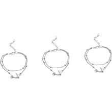 3-delige metalen enkelband met dubbele ketting, creatieve bohemian stijl, grappige dolfijn, voor dames, strandsieraden