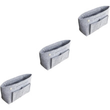3er-Set Kosmetiktaschen aus Filz, tragbar, großes Fassungsvermögen, Handtasche, Toilettenartikel, Make-up, Grau
