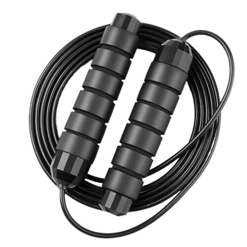 (full black) Skipping Rope Tangle-free Speed Cable And Memory Foam Handles For Exercise Endurance Training