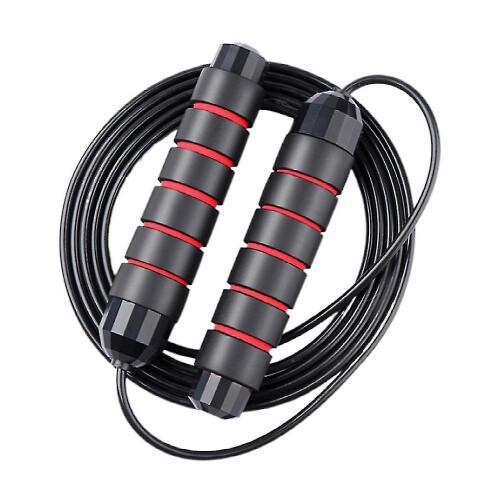 (black red) Skipping Rope Tangle-free Speed Cable And Memory Foam Handles For Exercise Endurance Training