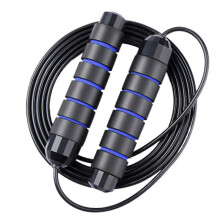 (Black blue) Skipping Rope Tangle-free Speed Cable And Memory Foam Handles For Exercise Endurance Training