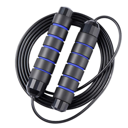 (Black blue) Skipping Rope Tangle-free Speed Cable And Memory Foam Handles For Exercise Endurance Training