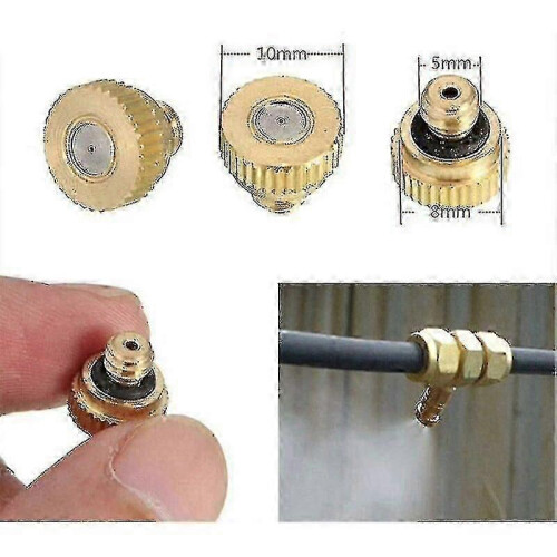 20 Pack Brass Misting Nozzles 0.3mm Orifice, Cooling System Atomizers for Outdoor Use 1