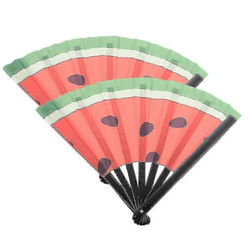 2Pcs Watermelon Handheld Folding Fan Japanese Style Large Performance Dancing Fan 2