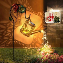 Solar Watering Can Lantern Crackled Glass Outdoor