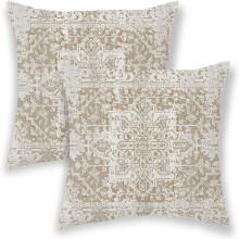 Μαξιλαροθήκες Boho Καφέ Μπεζ 18x18 Ίντσες 2 τεμάχια Λινό