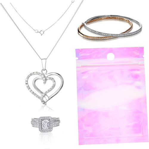 100 sacchetti riutilizzabili per l'imballaggio di gioielli e orecchini con chiusura a zip. 2