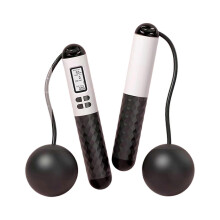 (Black White) Nonslip Handle Jump Rope with Counter Fitness Skipping Rope Electronic Counting Jumping Rope for Men Women Kids Pink White