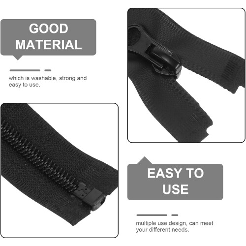 10pcs Black Nylon Waterproof Zipper Pulls 40cm Single-Head Open-End TPU Tape 2